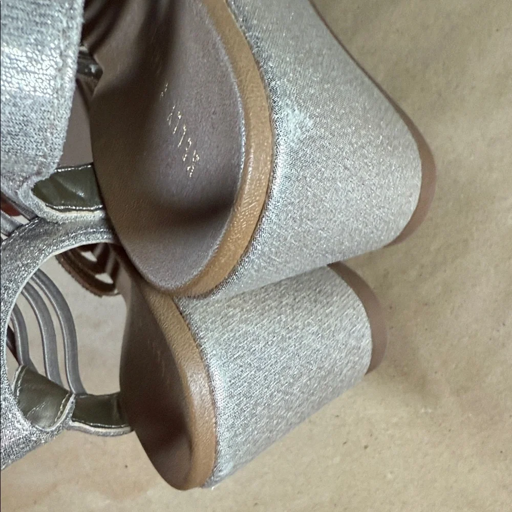 Kelly & Katie Silver Beaded Wedge Sandals